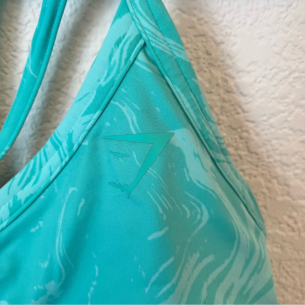 Gymshark Bright Turquoise Print Power Sports Bra - Picture 8 of 10
